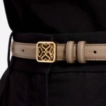 strathberry monogram thin buckle belt natural