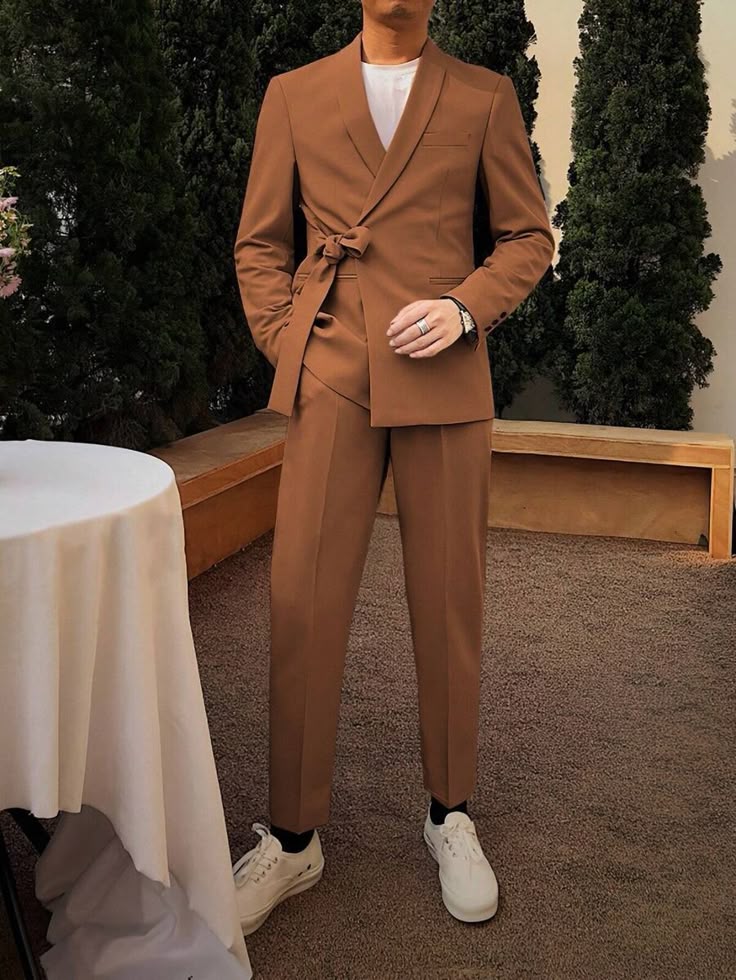 trajes para hombres de vestir chaqueta elegantes saco pantalón largo marrón boda ebay